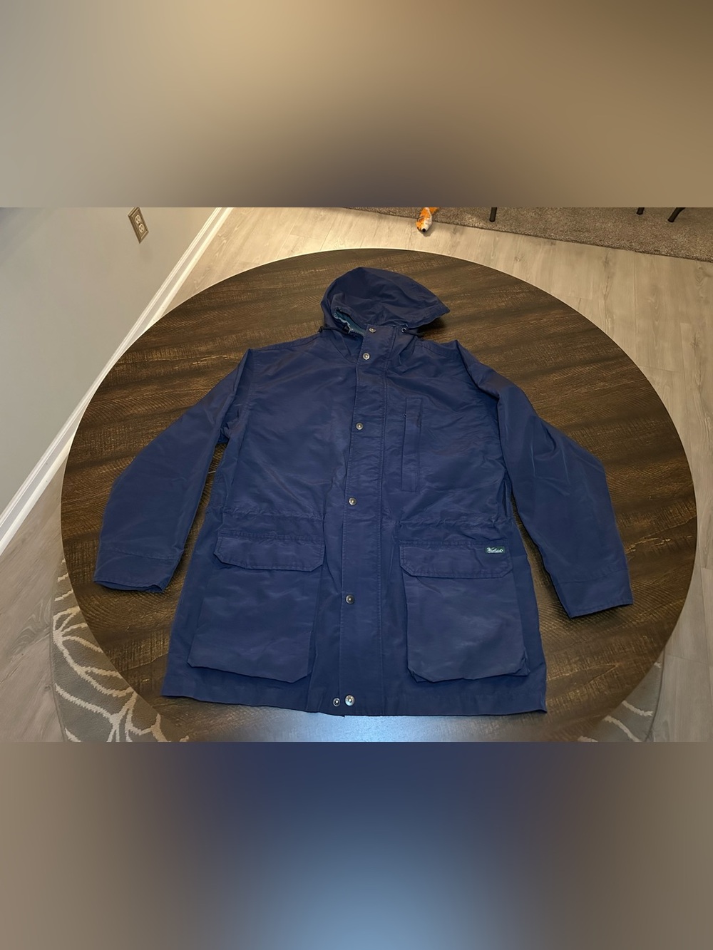 VTG Woolrich Men's Nylon Solid Blue Coat Full Zip Jacket-Large